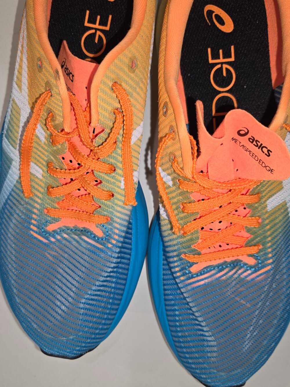 Asics Women's Metaspeed Sky euro 39.5 US 6.5 Blue/Orange Retail $250.00 VG Cond.